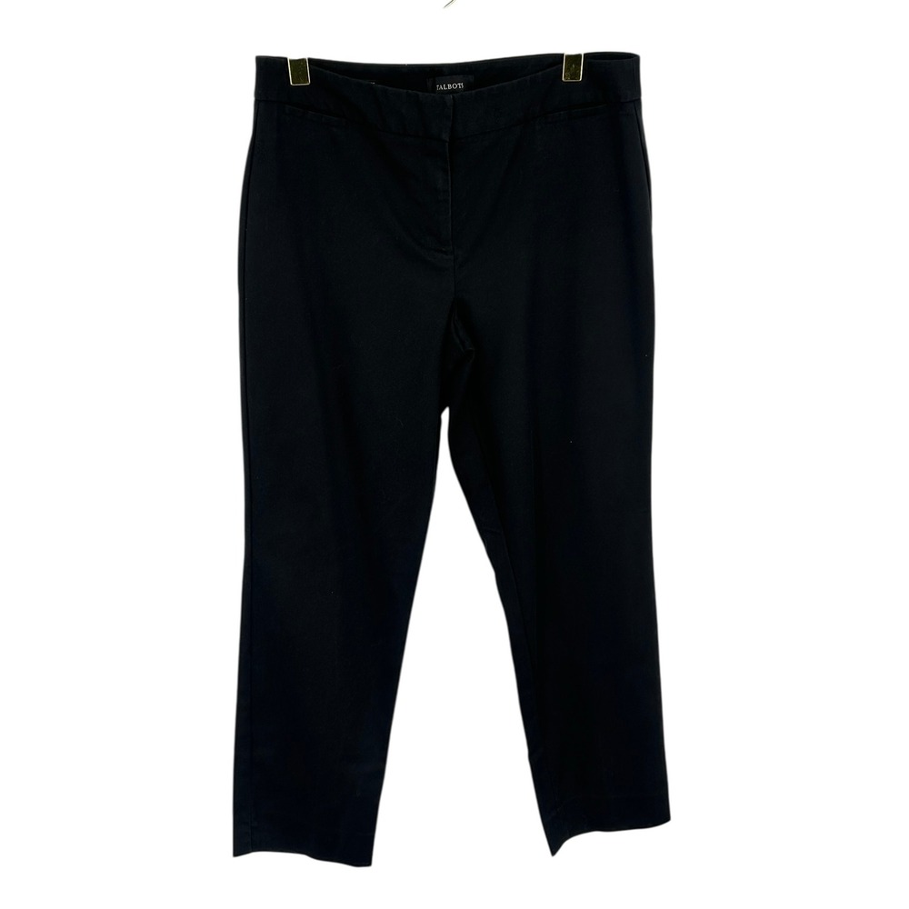 Talbots Signature Womens Black Flat Front Straight Leg Pants Size 10